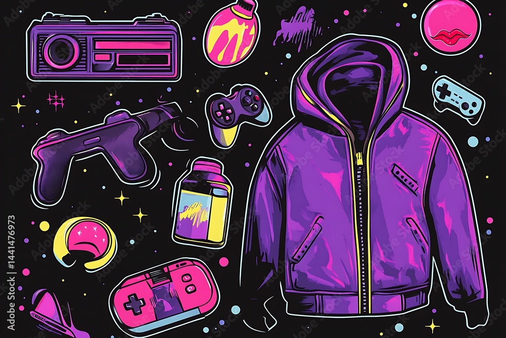 Game consoles. Vintage retro gadgets electronic devices. Mobile phone, portable music player, games. Gamepad consoles for nerd vintage assets in retro style. Vector illustration isolated on background