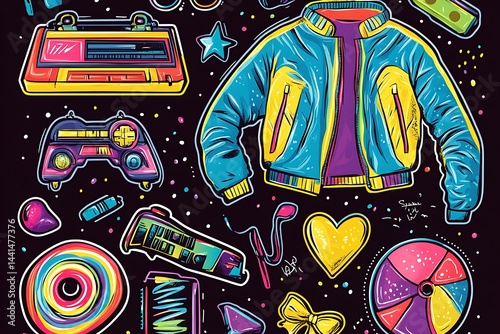 Obraz na płótnie Game consoles. Vintage retro gadgets electronic devices. Mobile phone, portable music player, games. Gamepad consoles for nerd vintage assets in retro style. Vector illustration isolated on background w salonie