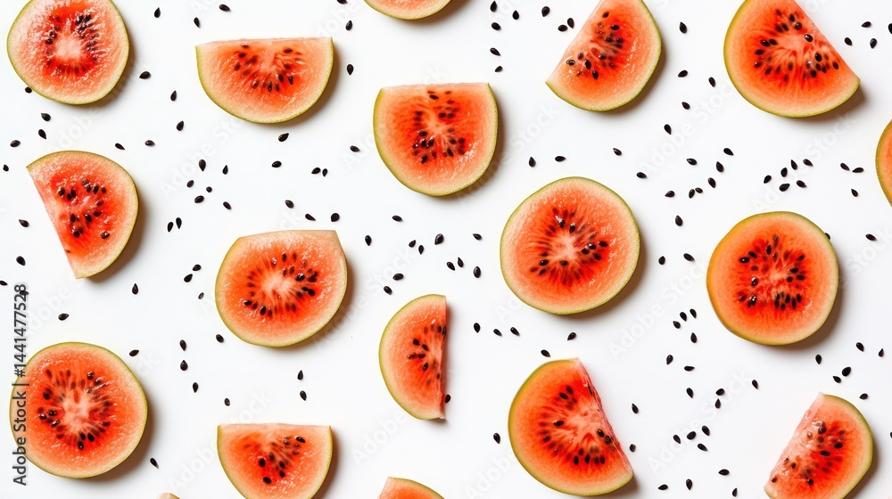 Watermelon slices pattern on white background Watermelon slices pattern on white background