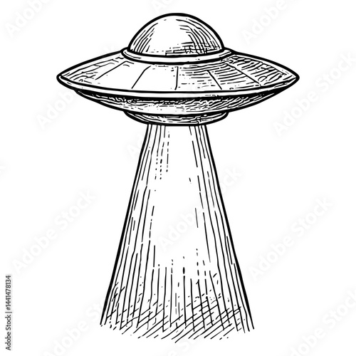 Cartoon UFO with Ray