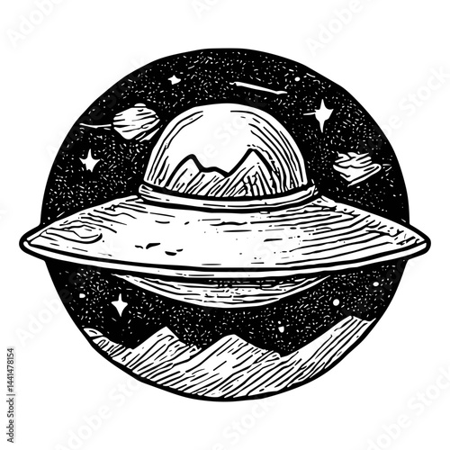 UFO in Space Scene