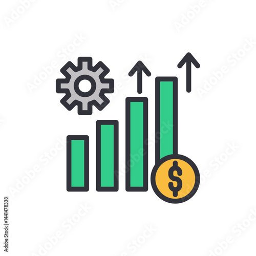 Crowdfunding colored icons, minimalist vector illustration ,simple transparent graphic element .Isolated on white background