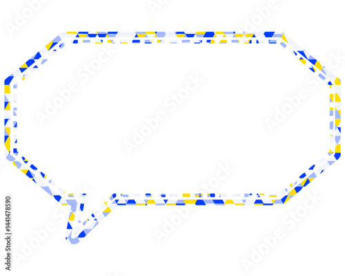 ステンドグラス風吹き出し　三角形模様　細長い八角形