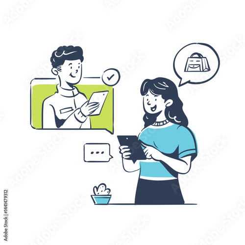 Woman Chats with Man About Shopping 