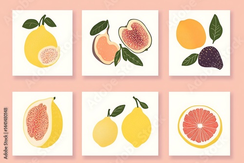 Obraz na płótnie Fruits Flat Design Icon Set, Fruit and Vegetable Icon Set w salonie