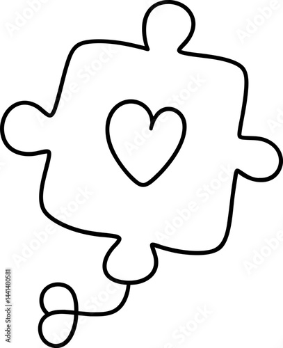 simple puzzle piece icon featuring heart design symbolizes love and connection, perfect for creative projects