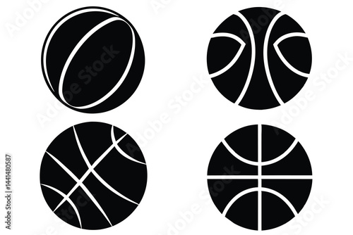 Four Black and White Basketball Designs for Sports Graphics photo