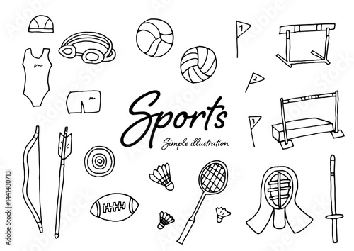 ペンを使った手描きのスポーツのイラスト素材