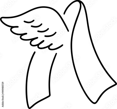 simple and elegant icon featuring wing and ribbon symbolizes hope and freedom. This design can be used as bookmark to save