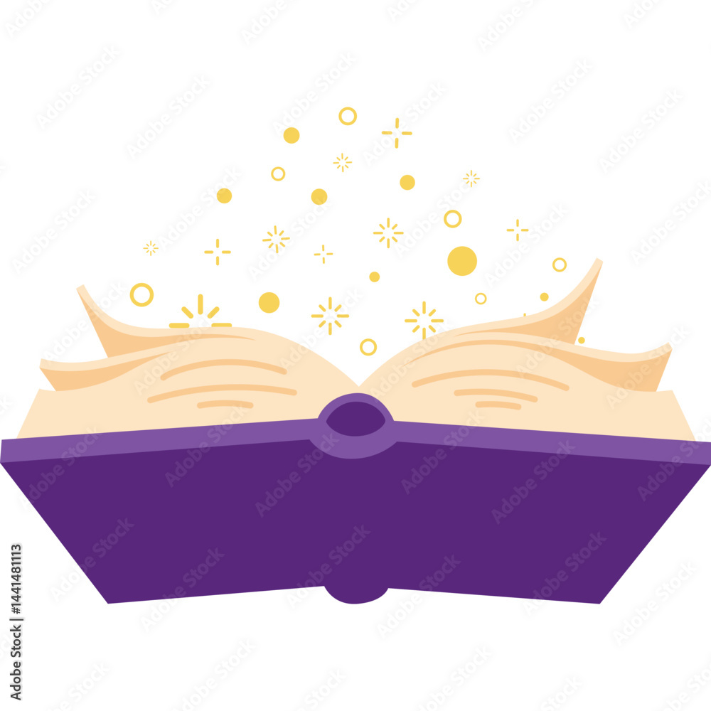 Obraz premium Magic Book Open Illustration