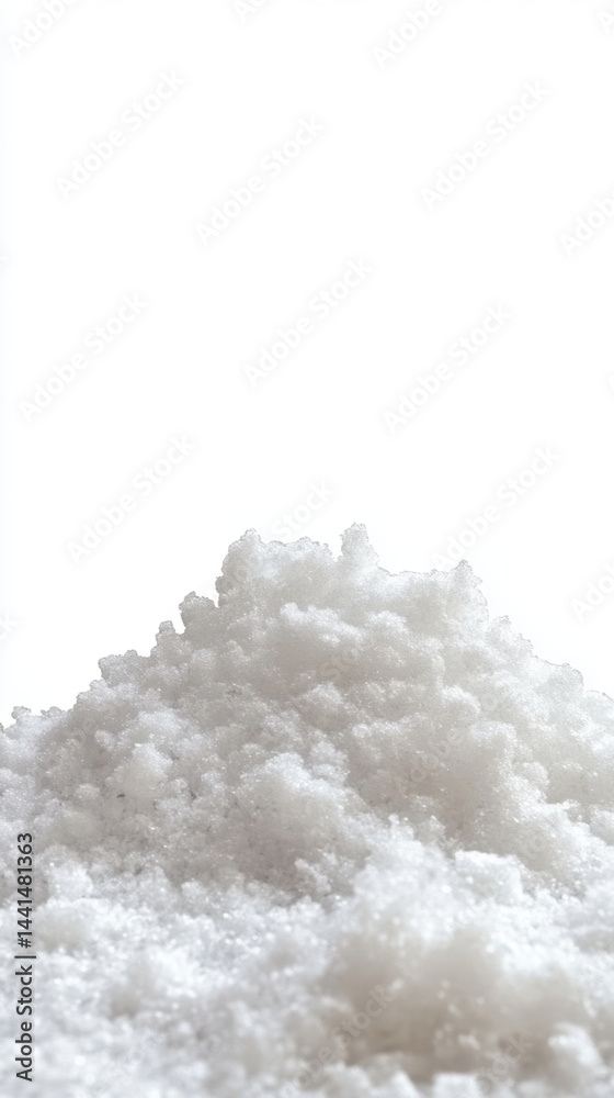 Pile of pure white sea salt crystals on a bright background showcasing texture and detail for culinary and wellness applications in a minimalist style