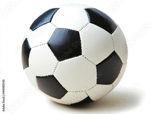 Obraz na płótnie Classic soccer ball on a clean white background showcasing its iconic black and white pattern sport equipment minimal style studio shot close up view w salonie