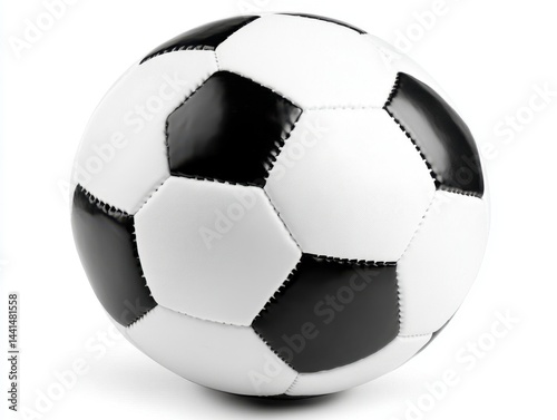 Obraz na płótnie Classic soccer ball with black and white pattern on a clean white background perfect for sports themes and athletic activities with a simple and modern style w salonie