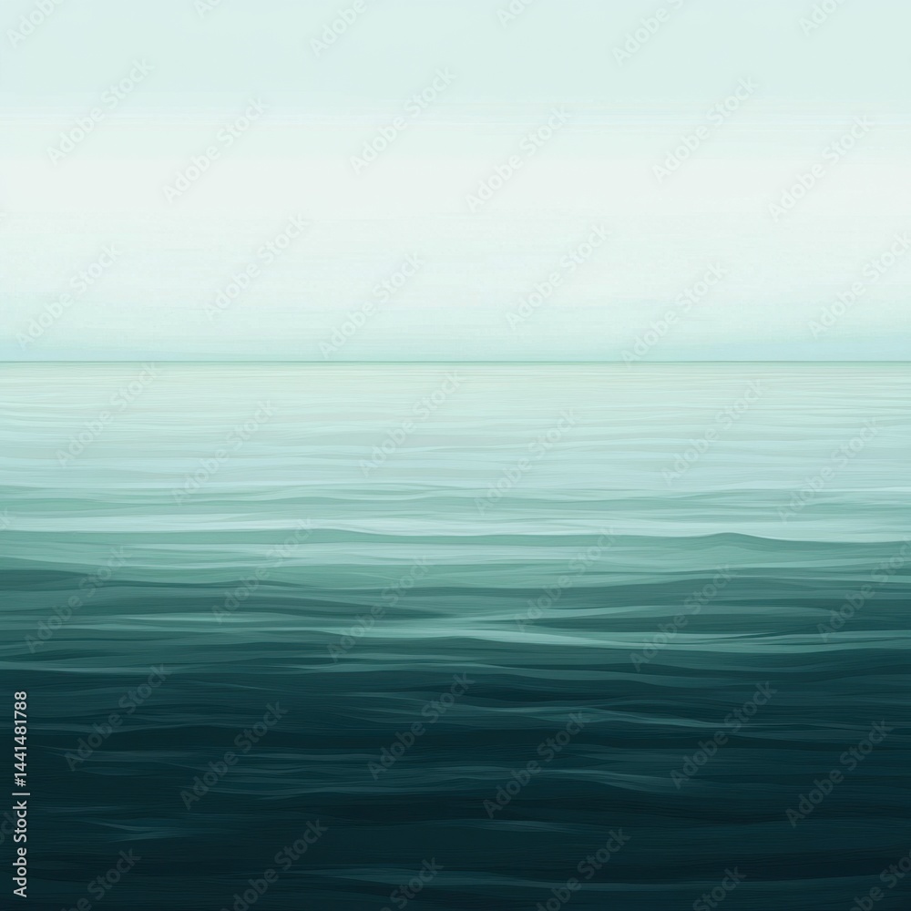 Serene ocean vista with gentle waves and a tranquil horizon in shades of blue and green creating a calming seascape perfect for backgrounds and artistic designs