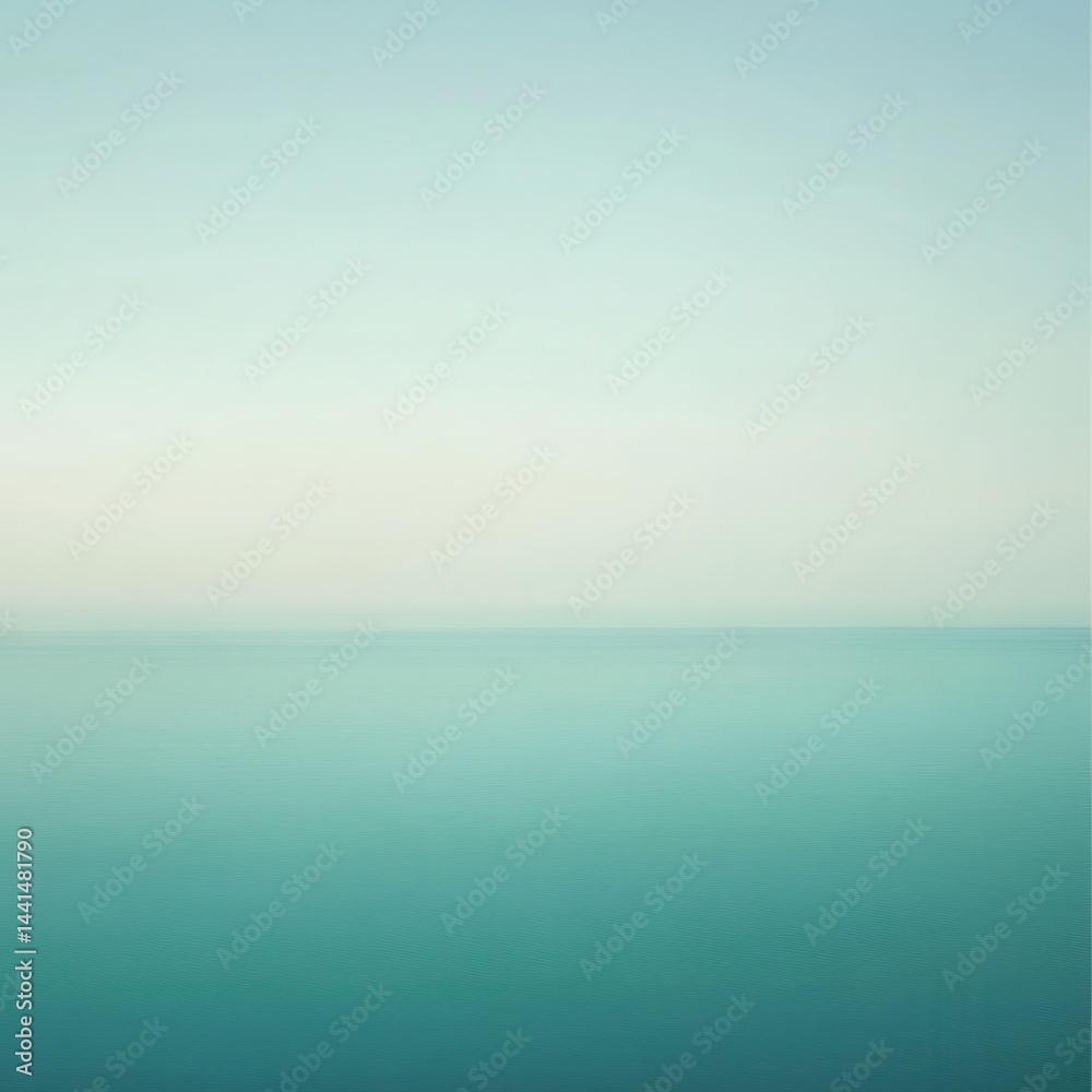 Serene ocean view with calm water and soft sky creating a peaceful tranquil atmosphere in a minimalist style with a horizon line and light colors