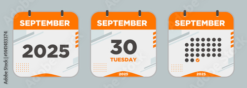 Calendar icon. September. 2025 30 day. The concept of waiting for an important date. Day calendar with date September 30. Cheklist day calendar. Vector illustration.