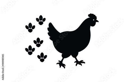Chicken footprints silhouette vector on white background