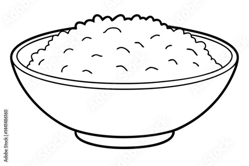 Simple Line Art Illustration of Food in a Bowl