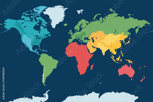 Create a modern, minimalist vector world map featuring bold, thick country borders and a clean, contemporary aesthetic.  High-resolution, suitable for print and web.