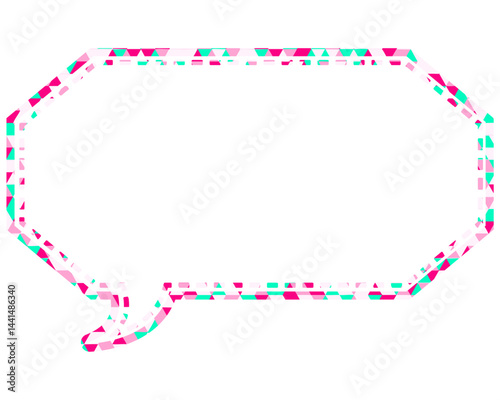 ステンドグラス風吹き出し　三角形模様　細長い八角形