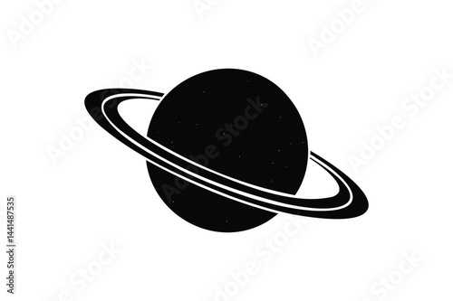Planet Saturn silhouette vector on white background
