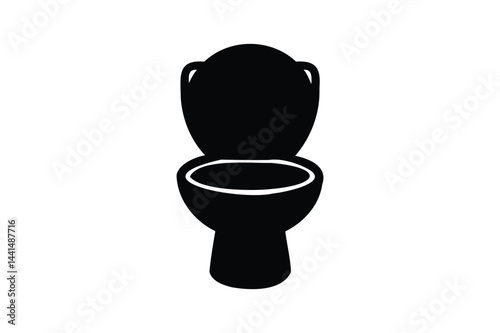 Restroom toilet seat silhouette vector on white background