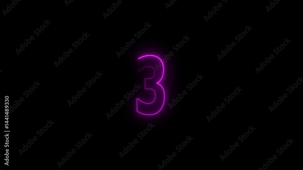 Neon number 3 illustration. purple glowing digit design. Neon number 3 illustration. purple glowing digit design.
