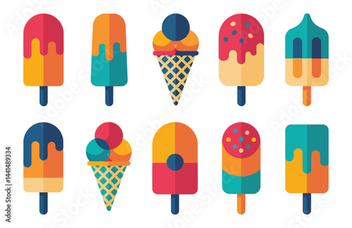 Modern ice cream collection vector set

