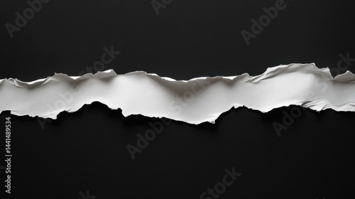 Obraz na płótnie Dramatic torn paper edge on black background creating a stark contrast evoking mystery and intrigue a minimalist composition with a high angle shot w salonie