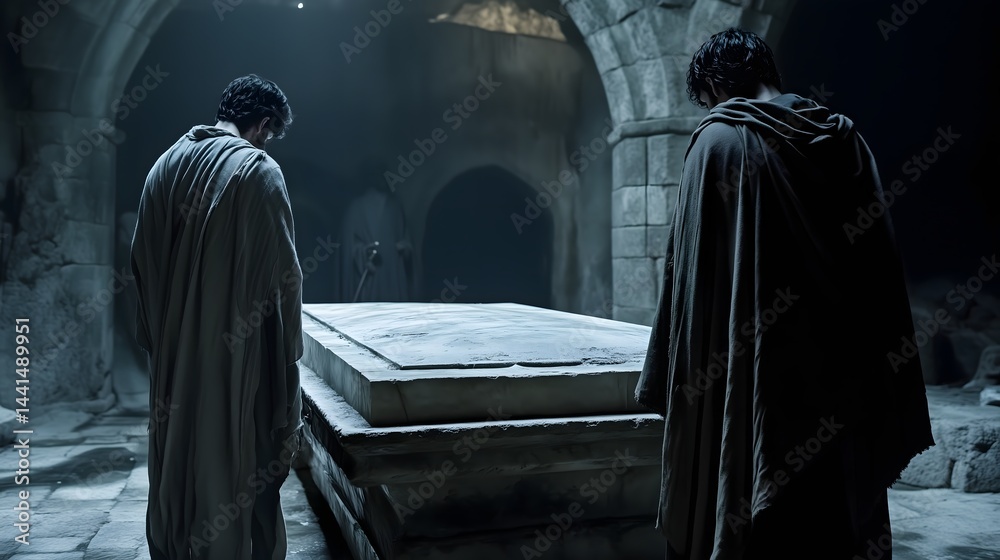 Naklejka premium Close-up ancient tomb revelation