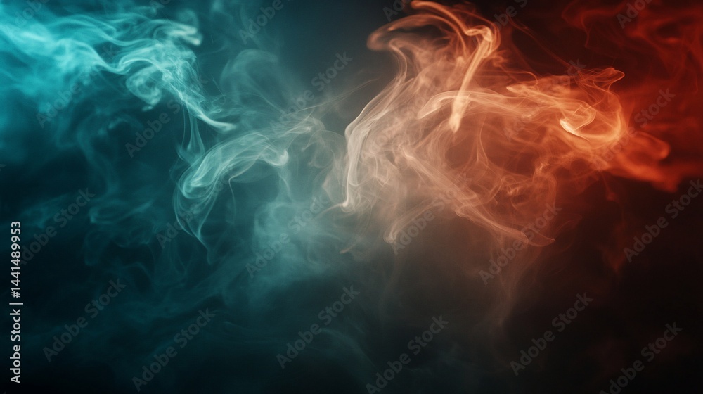 Abstract smoke art with teal and orange hues Abstract smoke art with teal and orange hues