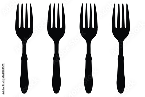 Four Black Forks and Spoons Silhouette Design