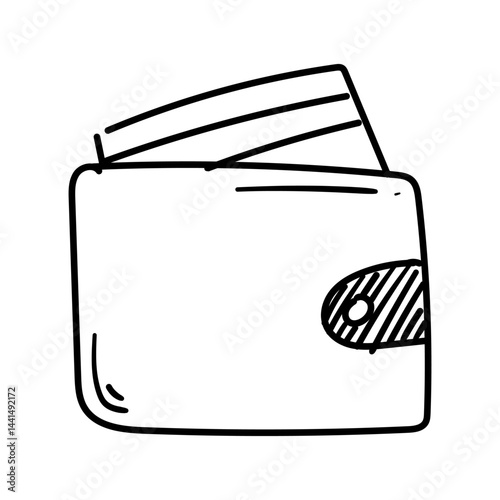 A wallet bulging with credit cards. Doodle Icon Illustration