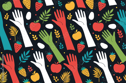 Create a seamless pattern featuring overhead, stylized hands reaching towards a lowercase 'f'.  The design should be minimalist and elegant.