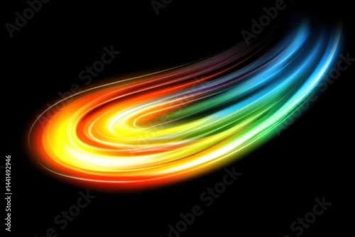 Obraz na płótnie Dynamic light trails on black canvas showcasing vibrant colors and energy creating a mesmerizing visual effect for modern design and abstract art projects w salonie