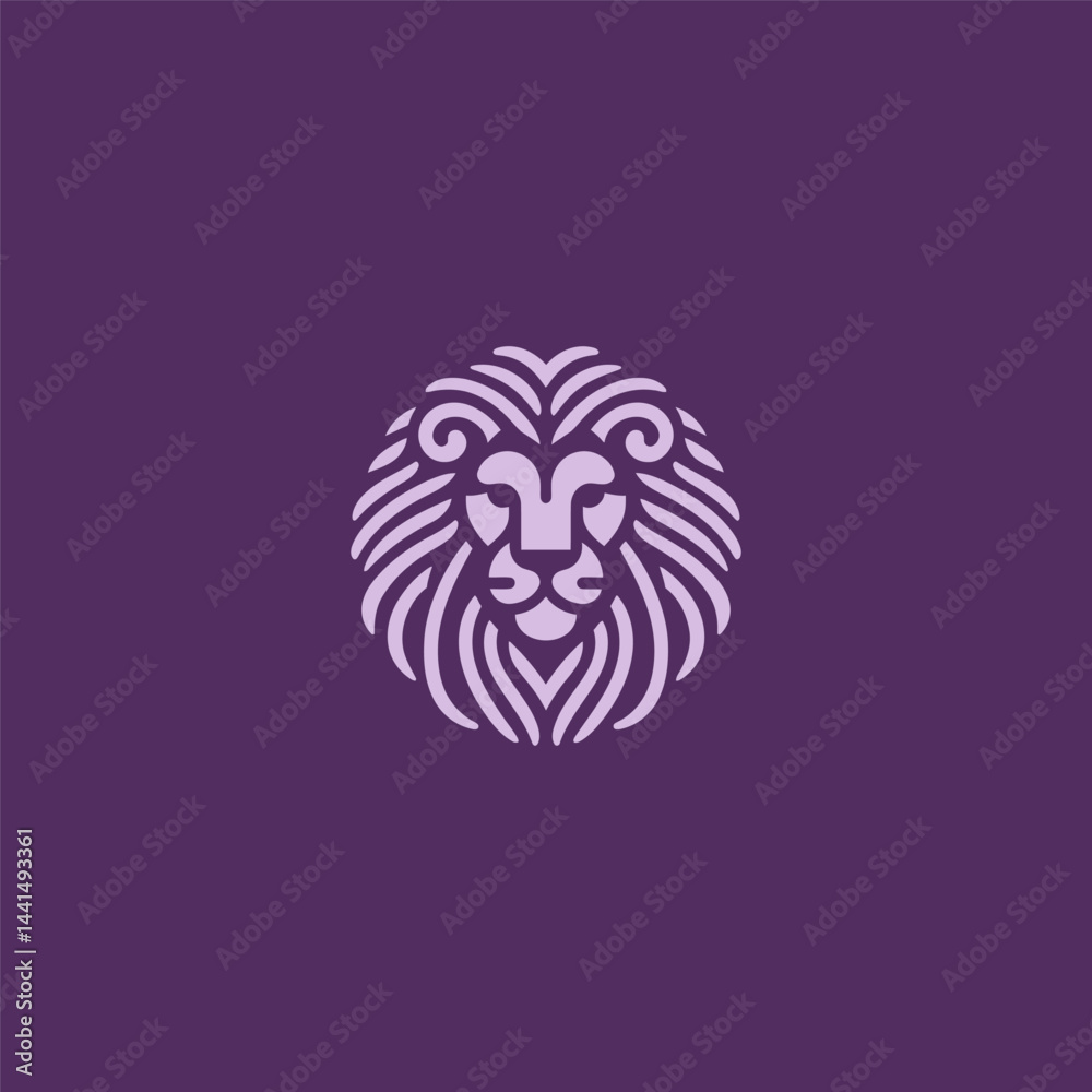 Fototapeta premium Lion Head Logo – Majestic lion head drawn in bold and powerful minimalist style.