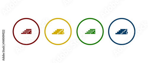 stairs icon vector illustration. upstairs or downstairs icon in different color design.