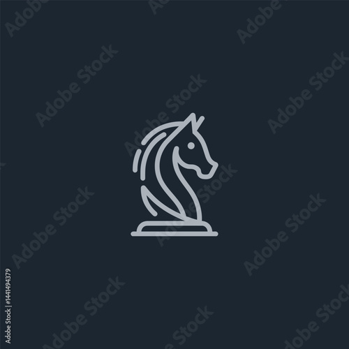 Chess Knight Line Art Logo – Chess knight piece depicted with bold and sleek line art style.