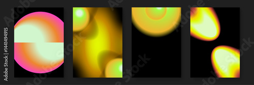 Set of four abstract backgrounds with colorful circles. Suitable for vibrant website designs, eye catching social media posts, or modern advertising campaigns.