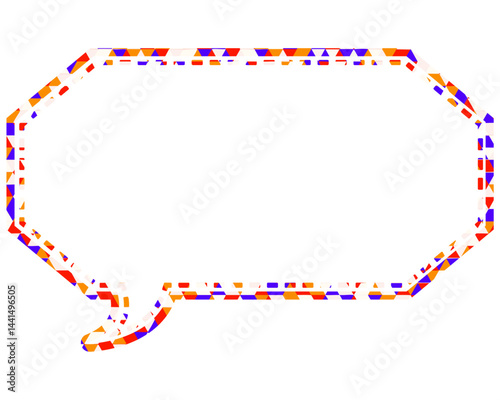 ステンドグラス風吹き出し　三角形模様　細長い八角形