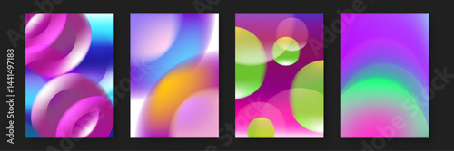 Four abstract gradient backgrounds in various colors and designs, perfect for digital backgrounds, presentations, social media posts, and marketing materials.