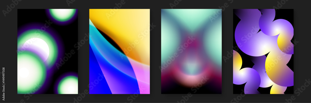 Four abstract gradient backgrounds suitable for website design, social media posts, presentations, and digital art projects. Colorful and versatile. Four abstract gradient backgrounds suitable for website design, social media posts, presentations, and digital art projects. Colorful and versatile.