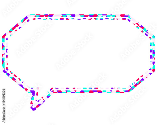 ステンドグラス風吹き出し　三角形模様　細長い八角形