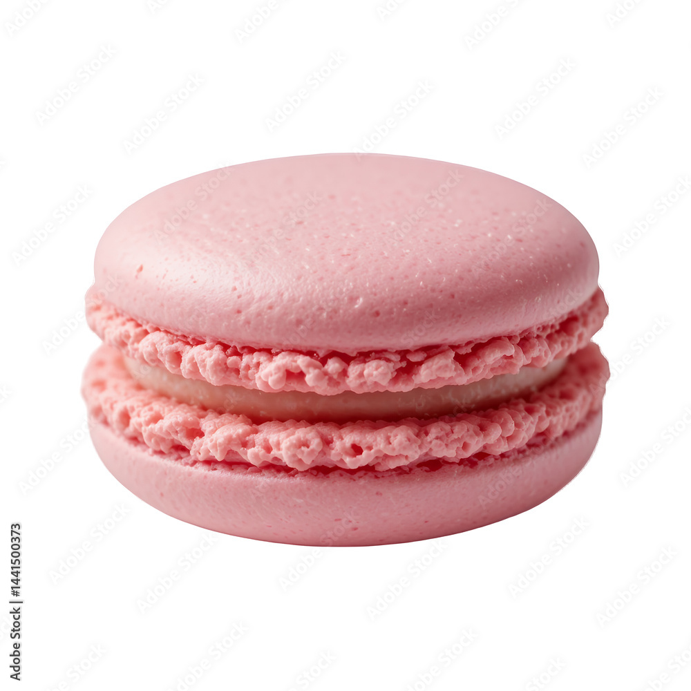 Delicate and visually pleasing single pink Macaron isolated on white background Delicate and visually pleasing single pink Macaron isolated on white background