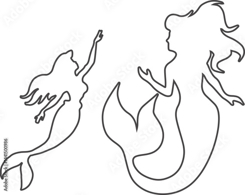 Mermaid Silhouette Vector Illustration