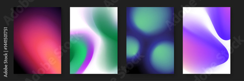 Four abstract colorful gradient backgrounds suitable for digital designs, presentations, websites, social media graphics, and print materials.