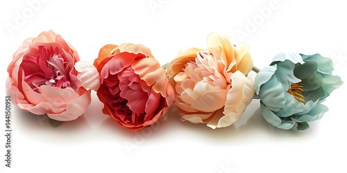 peony flowers isolated on white