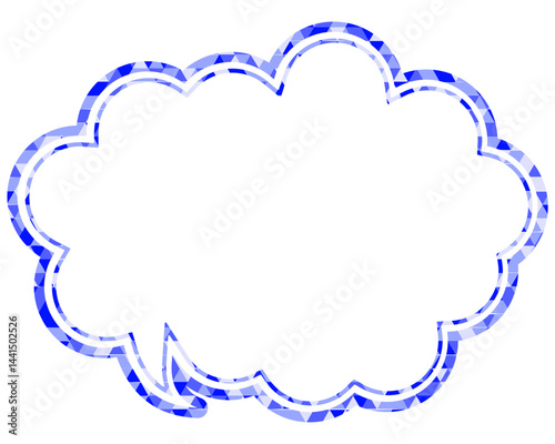ステンドグラス風吹き出し　三角形模様　丸みのある雲形