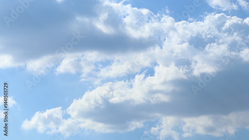 Beautiful fluffy cloud with blue sky. Cloudscape scene of heaven. Soft and light backdrop.