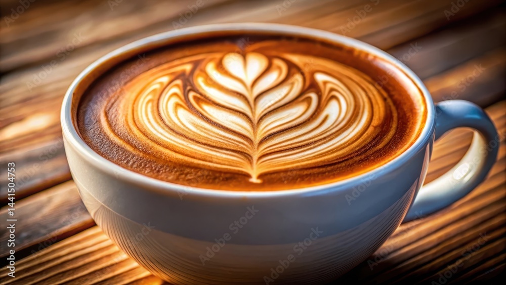 Close-up view of beautifully crafted foam latte art on top of espresso Close-up view of beautifully crafted foam latte art on top of espresso